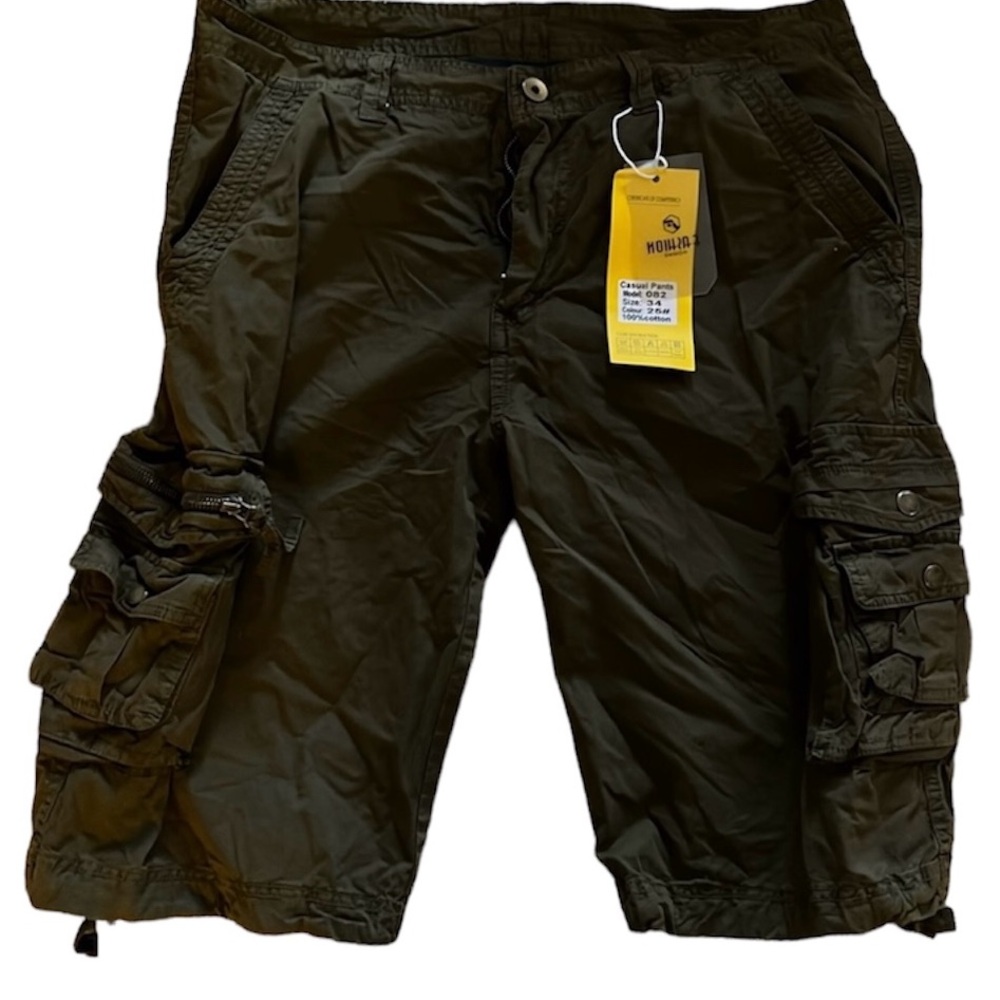 New with tags men’s brown cargo shorts sz 34 W